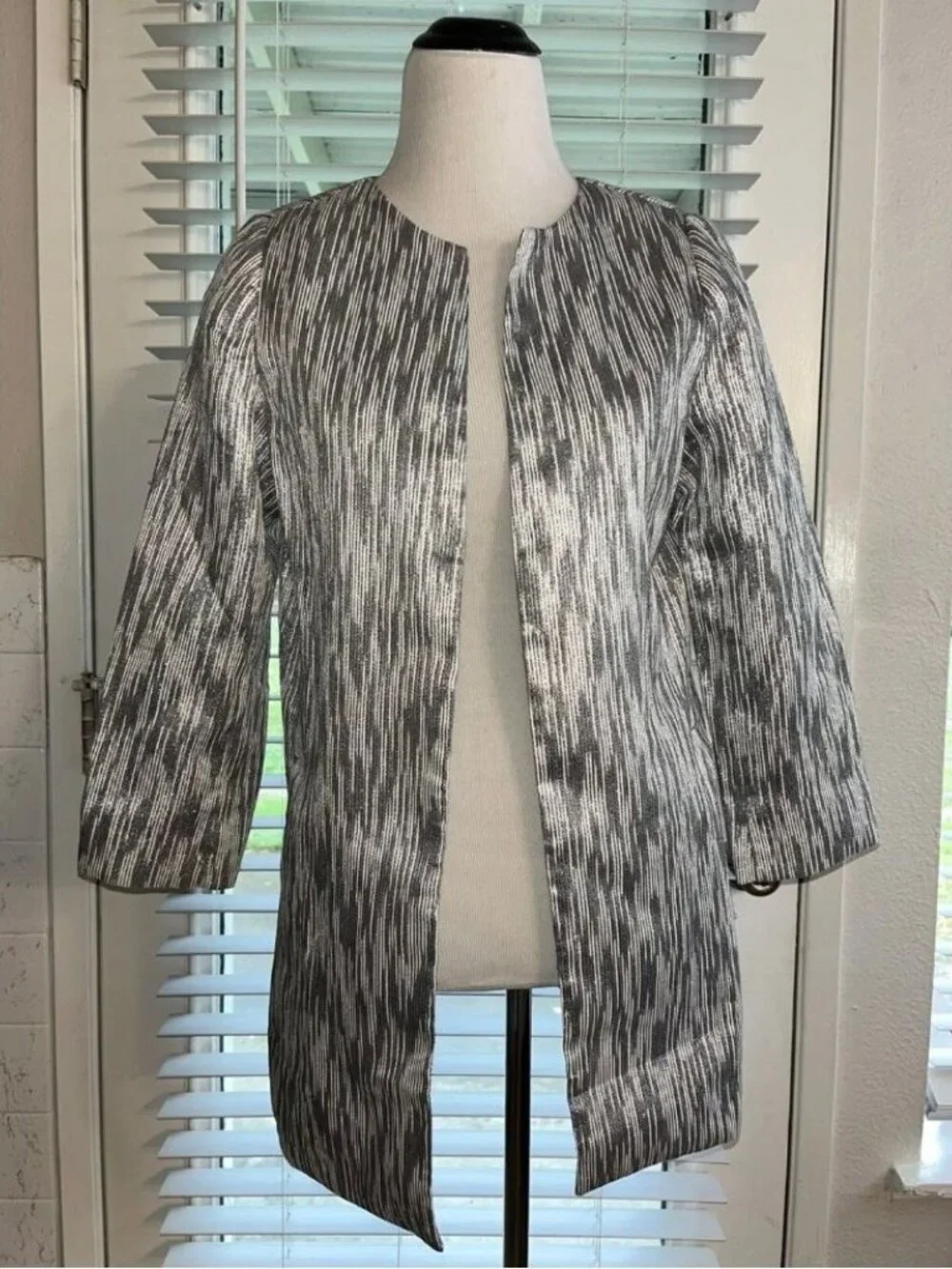 Chico's Silver and Black Striped Jacket